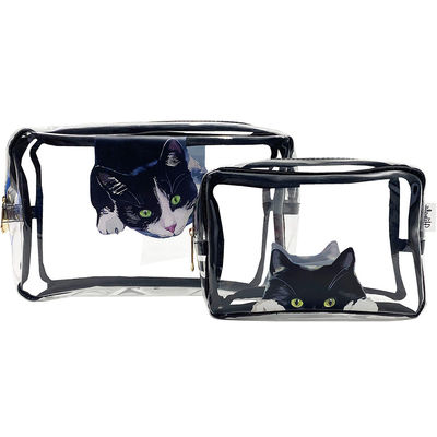 Sac cosmétique léger de PVC de Cat Print pour des filles