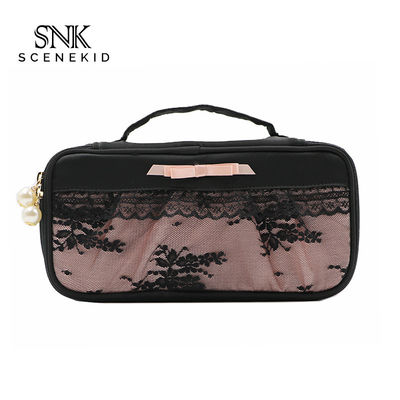 Sac personnalisable de maquillage d'article de toilette de dentelle de sac à main de Foldabel de grande capacité
