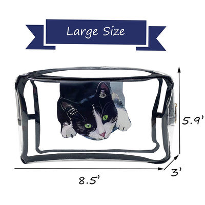 Sac cosmétique léger de PVC de Cat Print pour des filles