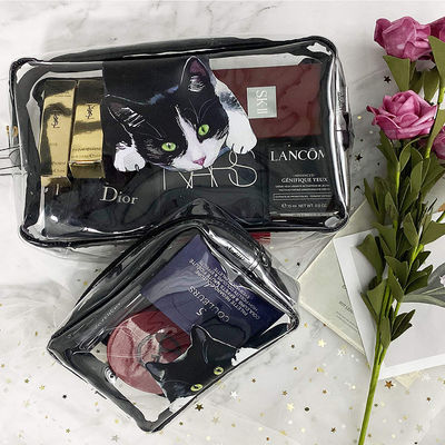Sac cosmétique léger de PVC de Cat Print pour des filles